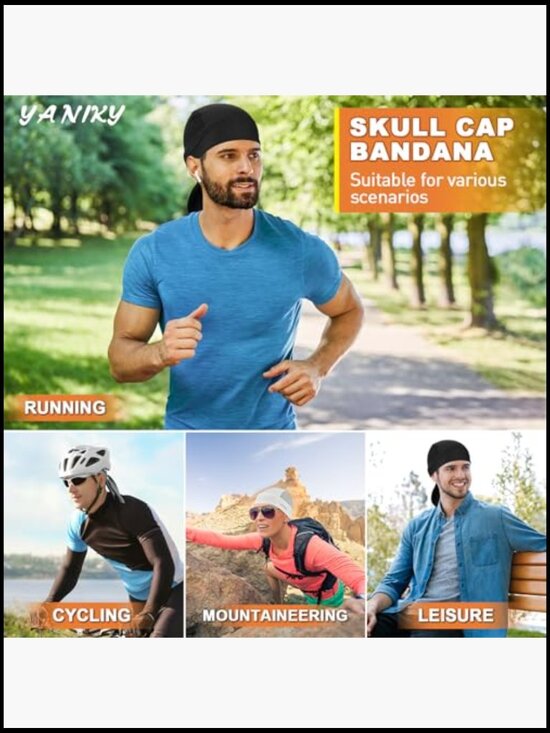 Skull Cap Helmet Liner Durag Motorcycle Bandana Sweat Wicking Do Rag main image 7